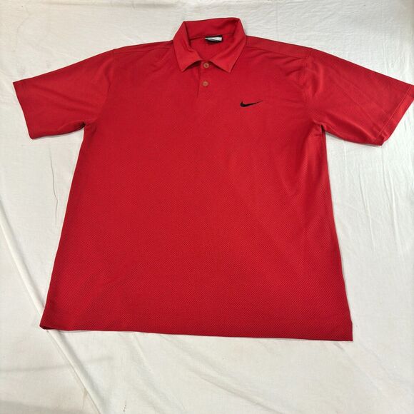 Nike Golf Dri-Fit Polo Shirt Solid Red Men's Size M Short Sleeve Breathable - Picture 1 of 7